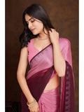 Pristine Pink Shaded Chinon Swarovski Worked Saree - women's fashion mart