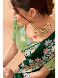 Gorgeous Deep Green Fancy Embroidered Party Wear Saree - women's fashion mart