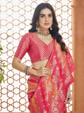 Pristine Dark Pink Pure Banarasi Silk Saree -Saree Unstitched women's fashion mart