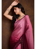 Pristine Pink Shaded Chinon Swarovski Worked Saree - women's fashion mart