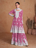 Luxurious Pure Chinon Embroidered Festive Wear Palazzo Suit - women's fashion mart
