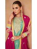 Elegant Designer Pure Chinon Embroidered Palazzo Suit - women's fashion mart