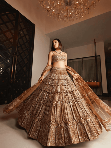 Exclusive zari and sequence work lehenga choli -Lehenga Choli Brown women's fashion mart