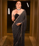 Party wear sequence work black saree -Georgette Saree Black women's fashion mart