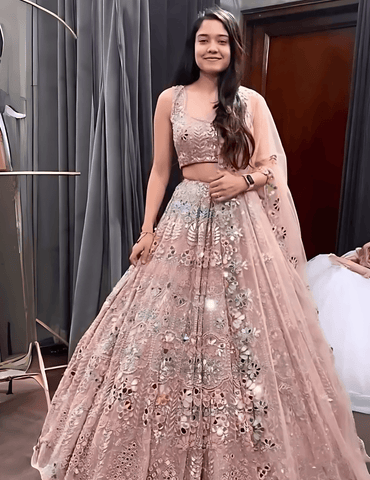 Bollywood style heavy sequence work net lehenga choli -Lehenga Choli Pink women's fashion mart