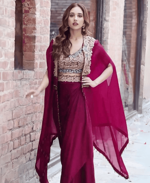 Indo western pattern plazzo with shrug suit -Designer Suit Purple women's fashion mart