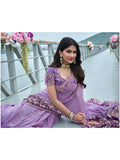 Luxurious Lavender Tissue Silk Heavy Embroidered Saree - women's fashion mart