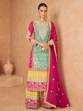 Elegant Designer Pure Chinon Embroidered Palazzo Suit - women's fashion mart