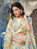 Luminous Lime Yellow Slim Georgette Floral Printed Lehenga Choli - women's fashion mart