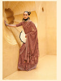 Enchanting Dusty Brown Daani Georgette Printed Saree - women's fashion mart