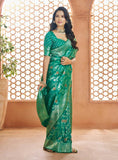 Exquisite Sea Green Pure Banarasi Silk Traditional Saree - women's fashion mart