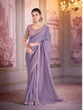 Luxurious Lavender Tissue Crush Embroidered Saree - women's fashion mart