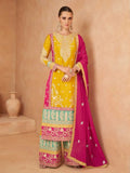 Elegant Designer Pure Chinon Embroidered Palazzo Suit - women's fashion mart