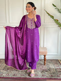 Pristine Purple Embroidered Rayon Salwar Kameez - women's fashion mart