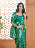 Exquisite Sea Green Pure Banarasi Silk Traditional Saree - women's fashion mart