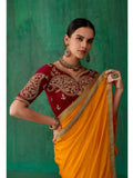Marvelous Mustard Satin Jacquard Worked Party Wear Saree - women's fashion mart
