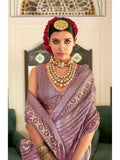 Luxurious and Classic Mauve Silk Printed Traditional Saree - women's fashion mart