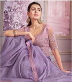 Luxurious Lavender Tissue Crush Embroidered Saree - women's fashion mart
