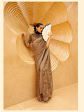 Blazing French Beige Daani Georgette Printed Saree - women's fashion mart