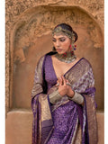 Passionate Purple Viscos Silk Ajrakh and Kalamkari Printed Saree - women's fashion mart