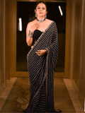 Party wear sequence work black saree -Georgette Saree Black women's fashion mart
