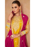 Elegant Designer Pure Chinon Embroidered Palazzo Suit - women's fashion mart