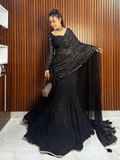 Black colour ready to wear lehenga saree -Georgette Saree Default Title women's fashion mart