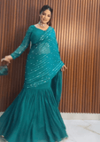 Blue colour ready to wear lehenga saree -Georgette Saree Blue women's fashion mart