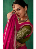 Pristine Pink Satin Jacquard Worked Party Wear Saree - women's fashion mart