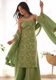 Pista green colour sequence embroidery work on jimmy choo suit -Designer Suit M (38" inches) / Green women's fashion mart