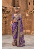Passionate Purple Viscos Silk Ajrakh and Kalamkari Printed Saree - women's fashion mart