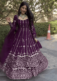 Wine colour wear embroidery sequence work top lehenga -Lehenga Choli Purple women's fashion mart