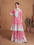 Luxurious Pure Chinon Embroidered Festive Wear Palazzo Suit - women's fashion mart