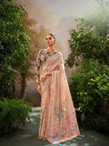 Captivating Cream Soft Linen Tissue Hand Brush Printed Saree - women's fashion mart