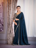 Resplendent Royal Blue Chiffon Shimmer Embroidered Saree - women's fashion mart