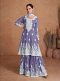 Luxurious Pure Chinon Embroidered Festive Wear Palazzo Suit - women's fashion mart