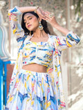 Unforgettable White Slim Georgette Floral Printed Lehenga Choli - women's fashion mart
