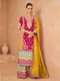 Elegant Designer Pure Chinon Embroidered Palazzo Suit - women's fashion mart