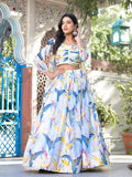 Unforgettable White Slim Georgette Floral Printed Lehenga Choli - women's fashion mart