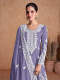 Luxurious Pure Chinon Embroidered Festive Wear Palazzo Suit - women's fashion mart