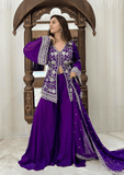 Purple colour thread embroidery work plazo suit -Designer Suit Purple women's fashion mart