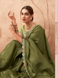 Enchanting Light Green Fancy Embroidered Party Wear Saree - women's fashion mart