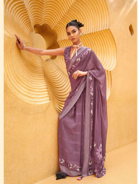 Stunning Copper Rose Daani Georgette Printed Saree - women's fashion mart