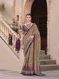 Exquisite Wine Ajrakh Printed Sigma Silk Traditional Saree - women's fashion mart