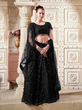Black Floral  Net Lehenga Set For Bridal Wear - women's fashion mart