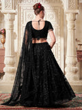 Black Floral  Net Lehenga Set For Bridal Wear - women's fashion mart
