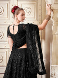 Black Floral  Net Lehenga Set For Bridal Wear - women's fashion mart