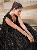 Black Zarkan  Net Lehenga Set For Bridal Wear - women's fashion mart