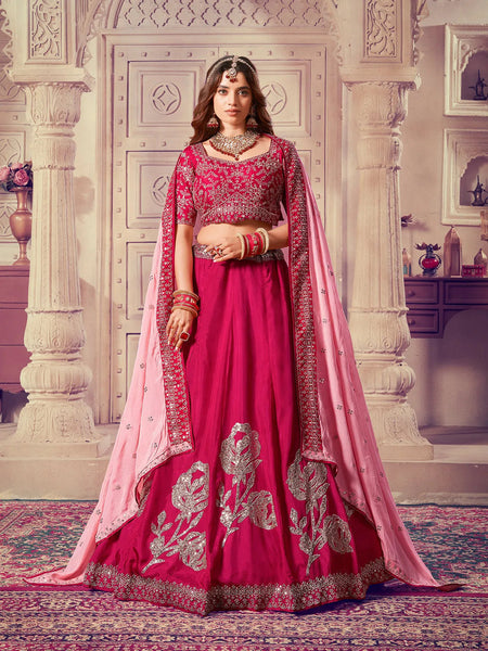 Designer Pink Embroidered Bridal Lehenga choli Set - women's fashion mart
