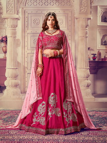 Designer Pink Embroidered Bridal Lehenga choli Set - women's fashion mart